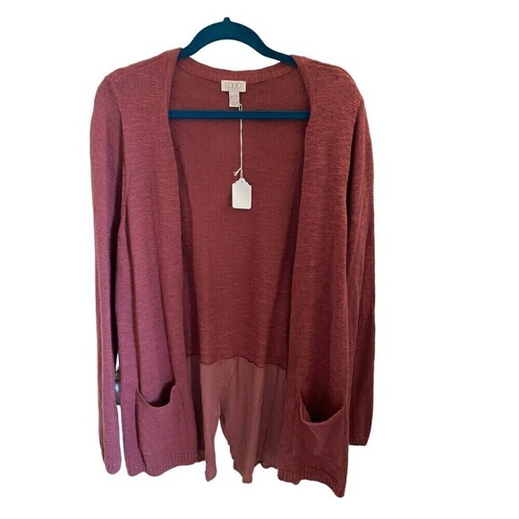 Red Open Knit Duster With Pockets By: LOGO Sz.XL - Picture 1 of 4